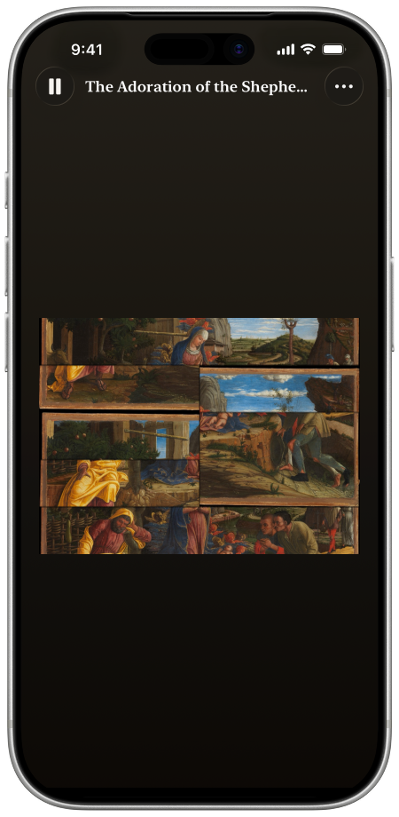 Sliding tiles of a painting being reassembled